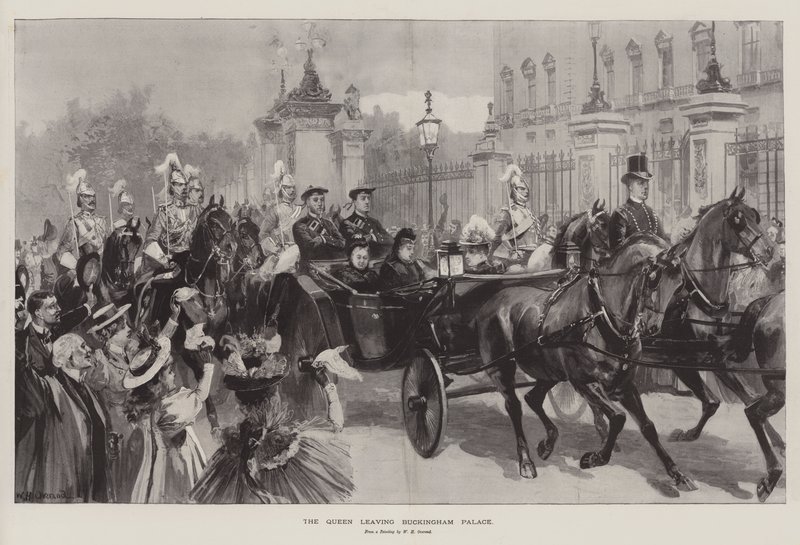 The Queen leaving Buckingham Palace by William Heysham Overend