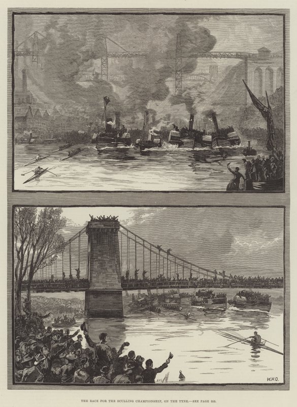 The Race for the Sculling Championship, on the Tyne by William Heysham Overend