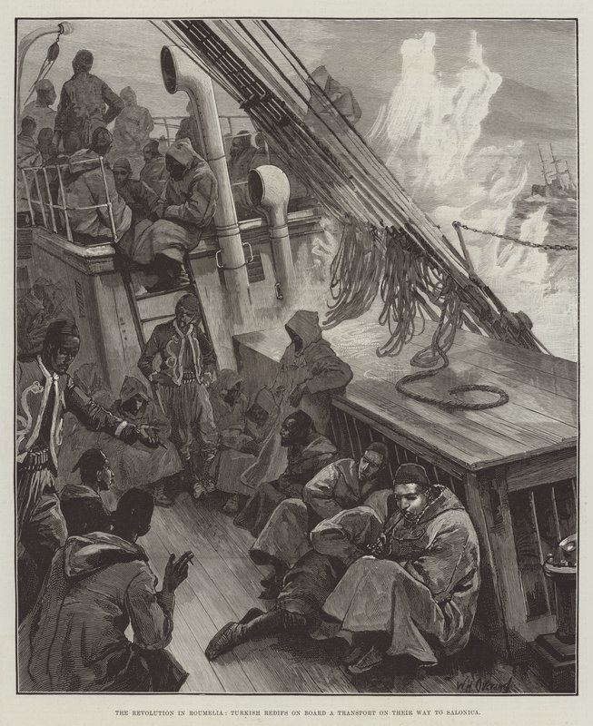 The Revolution in Roumelia, Turkish Redifs on Board a Transport on Their Way to Salonica by William Heysham Overend