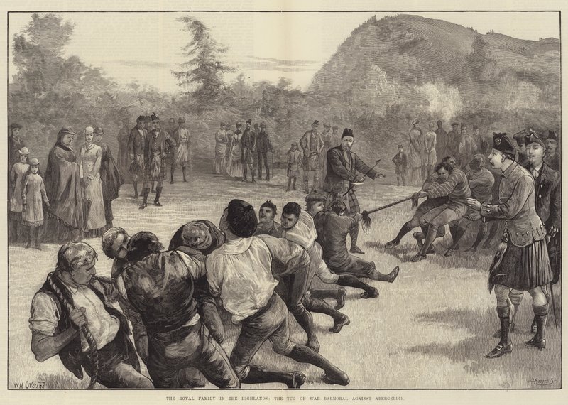 The Royal Family in the Highlands, the Tug of War-Balmoral against Abergeldie by William Heysham Overend