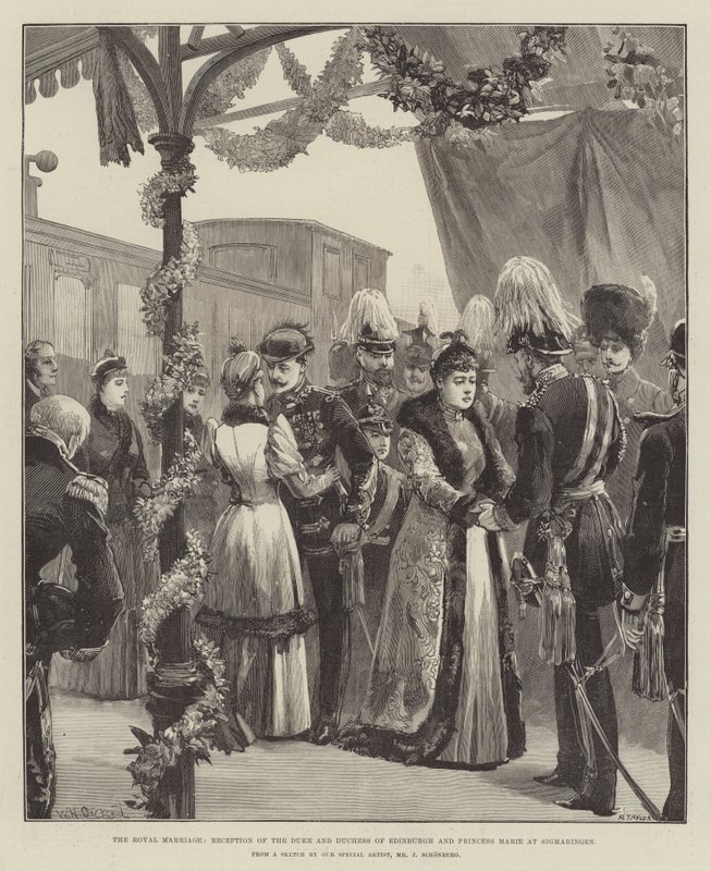 The Royal Marriage, Reception of the Duke and Duchess of Edinburgh and Princess Marie at Sigmaringen by William Heysham Overend