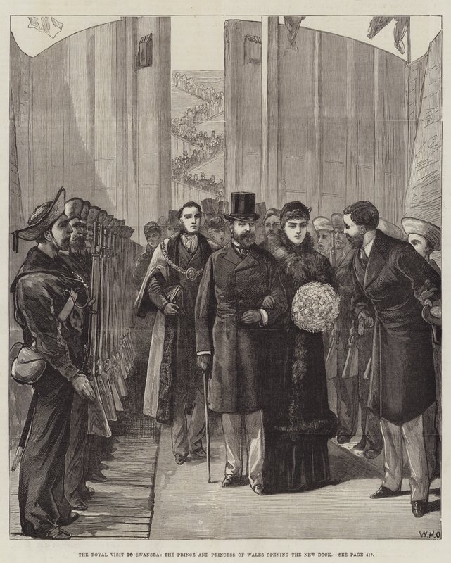 The Royal Visit to Swansea, the Prince and Princess of Wales opening the new Dock by William Heysham Overend