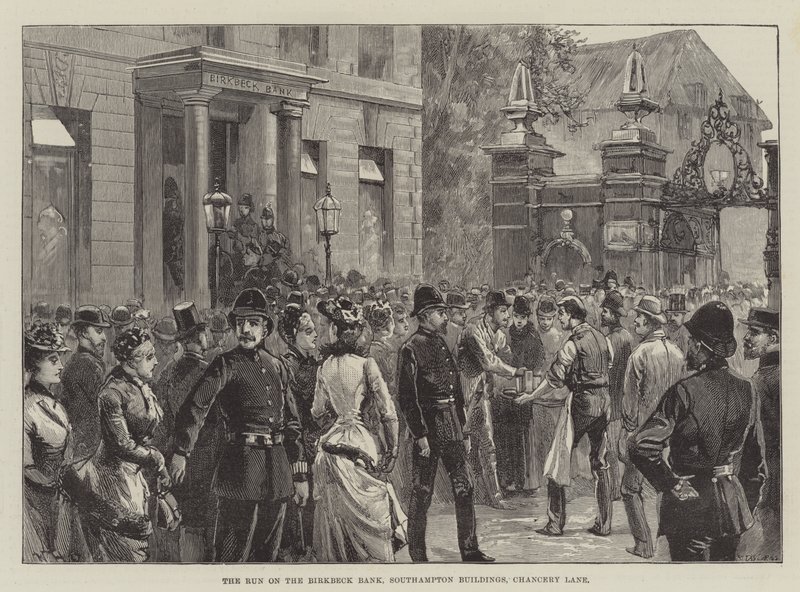 The Run on the Birkbeck Bank, Southampton Buildings, Chancery Lane by William Heysham Overend