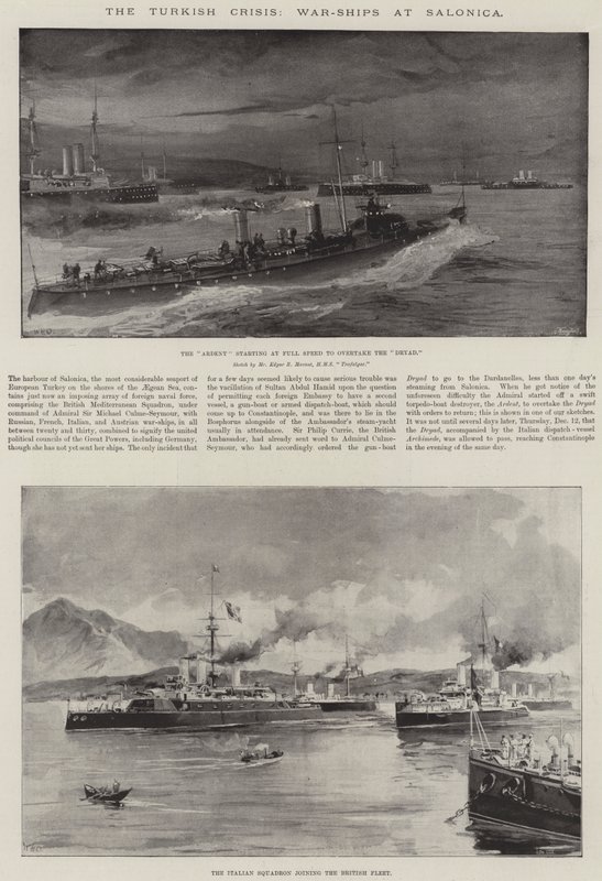 The Turkish Crisis, War-Ships at Salonica by William Heysham Overend