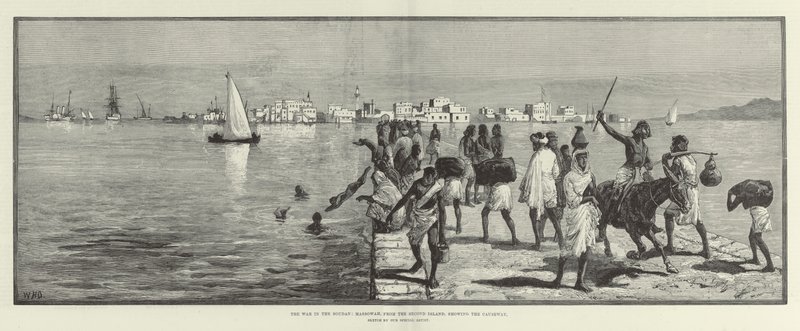 The War in the Soudan, Massowah, from the Second Island, showing the Causeway by William Heysham Overend