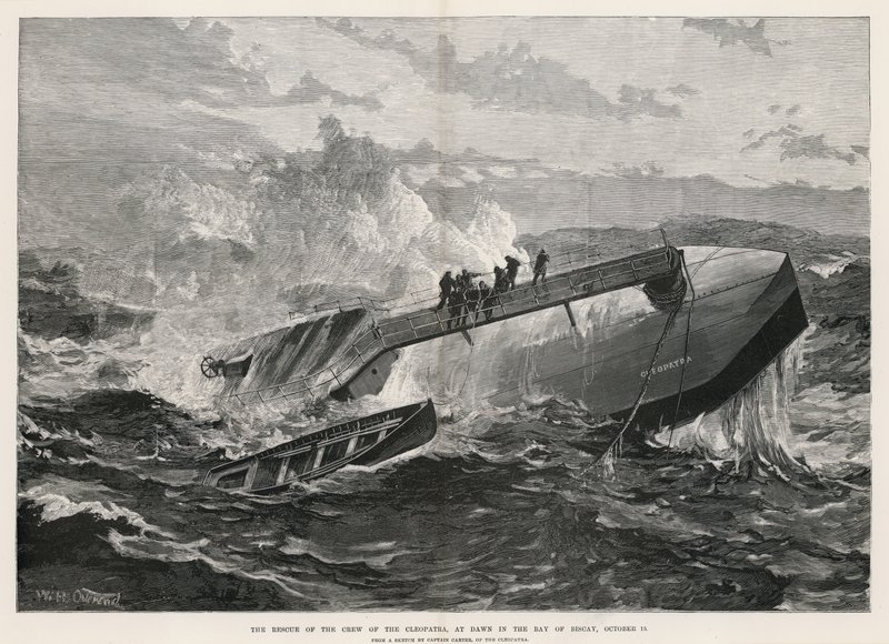 The Rescue of the Crew of the Cleopatra, at Dawn in the Bay of Biscay by William Heysham Overend