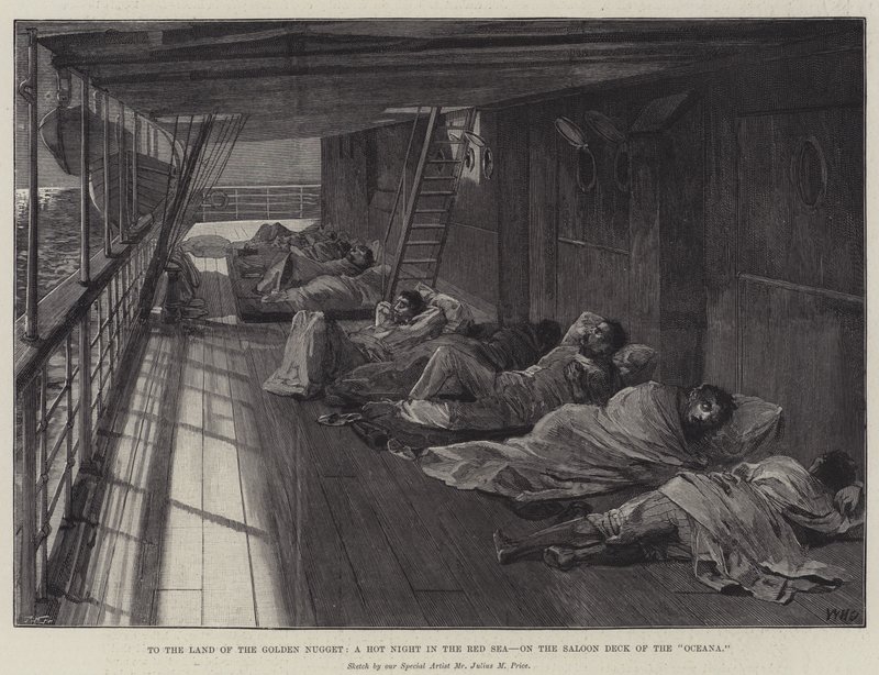 To the Land of the Golden Nugget, a Hot Night in the Red Sea, on the Saloon Deck of the Oceana by William Heysham Overend