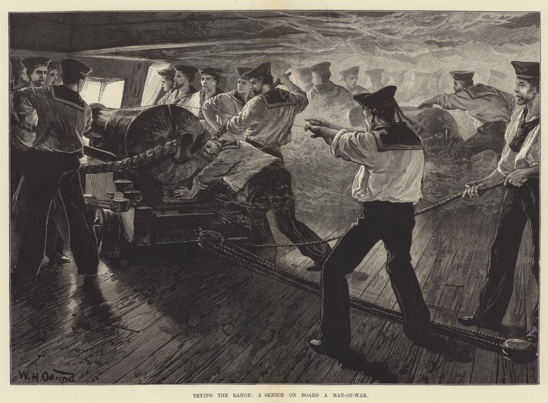 Trying the Range, a Sketch on Board a Man-of-War by William Heysham Overend