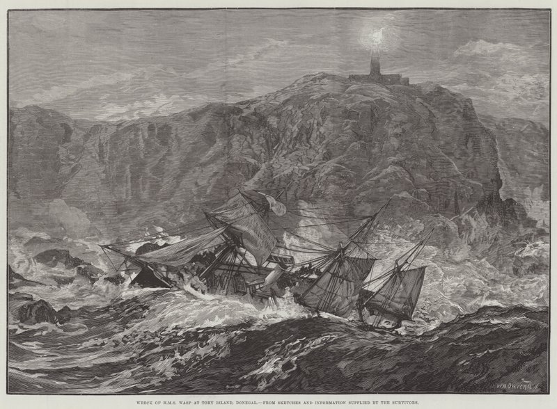 Wreck of HMS Wasp at Tory Island, Donegal by William Heysham Overend