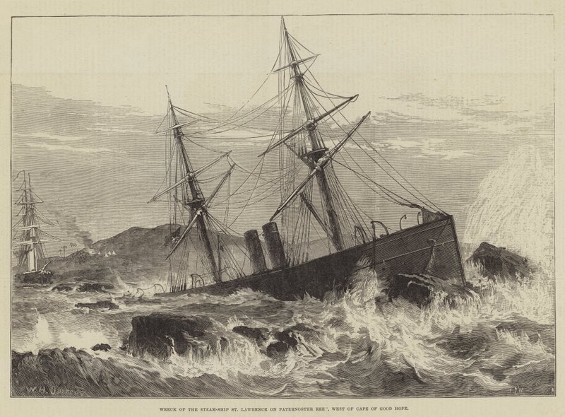 Wreck of the Steam-Ship St Lawrence on Paternoster Reef, West of Cape of Good Hope by William Heysham Overend