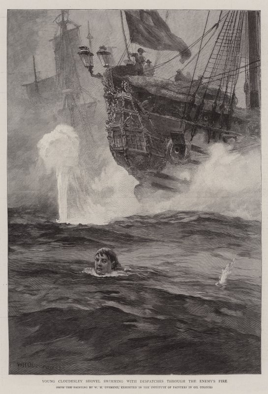 Young Cloudesley Shovell swimming with despatches through the Enemy