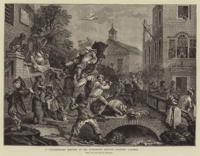 A Parliamentary Election in the Eighteenth Century, chairing a Member by William Hogarth