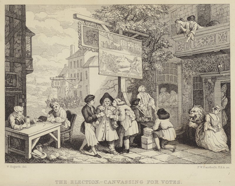 The Election - Canvassing for Votes: Satire on the Parliamentary Election of 1755, One of a Series of Four Titled Humours of an Election by William Hogarth