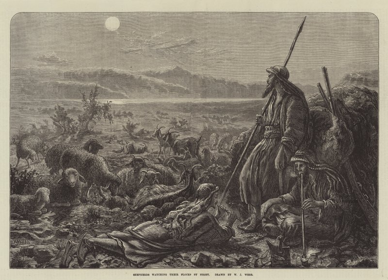 Shepherds watching their Flocks by Night by William J. Webbe or Webb
