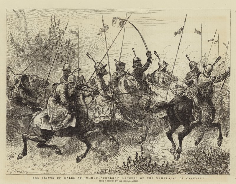 The Prince of Wales at Jummoo, Charge! Lancers of the Maharajah of Cashmere by William John Hennessy