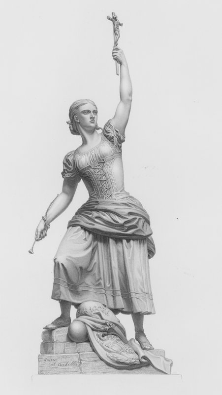 The Maid of Saragossa, engraved by W Roffe from the statue by J Bell by William John Roffe