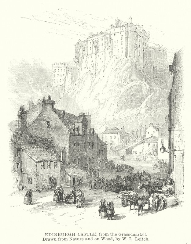 Edinburgh Castle, from the Grass-market by William Leighton (after) Leitch