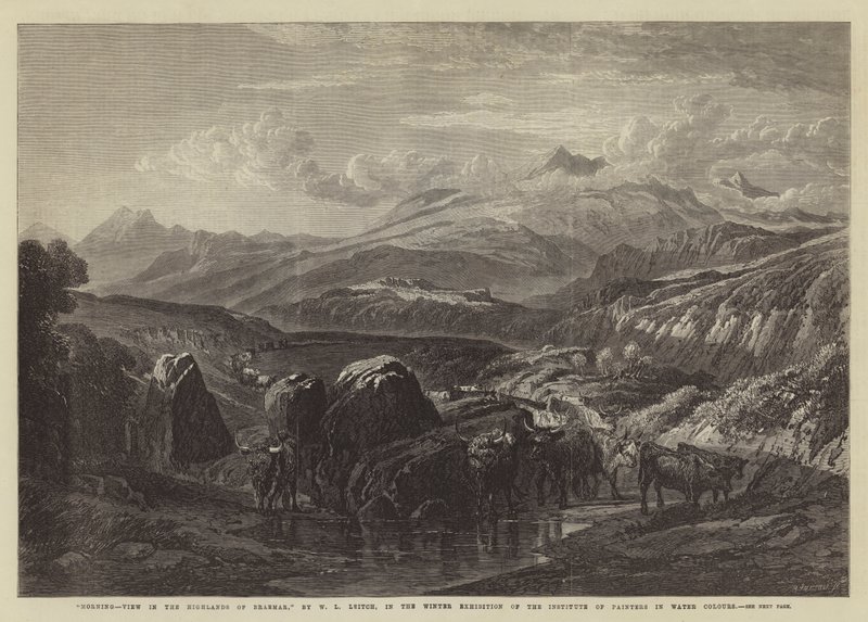 Morning, View in the Highlands of Braemar, in the Winter Exhibition of the Institute of Painters in Water Colours by William Leighton Leitch