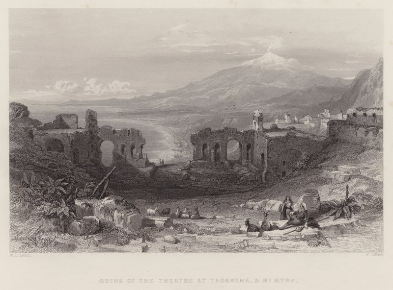 Ruins of the Theatre at Taormina, and Mount Aetna by William Leighton Leitch