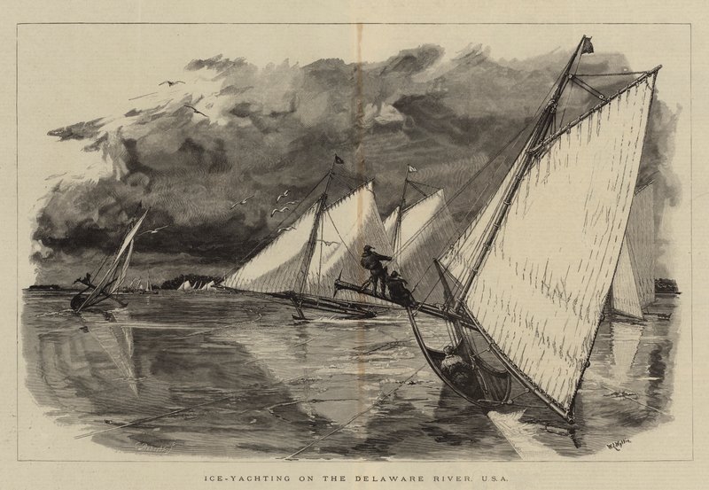 Ice-Yachting on the Delaware River, USA by William Lionel Wyllie
