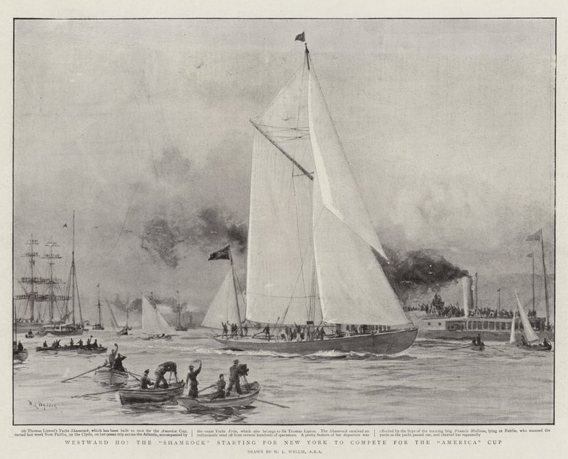 Westward Ho, the Shamrock Starting for New York to Compete for the America Cup by William Lionel Wyllie