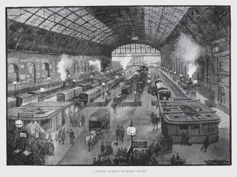 Cannon Street Station, Night by William Luker
