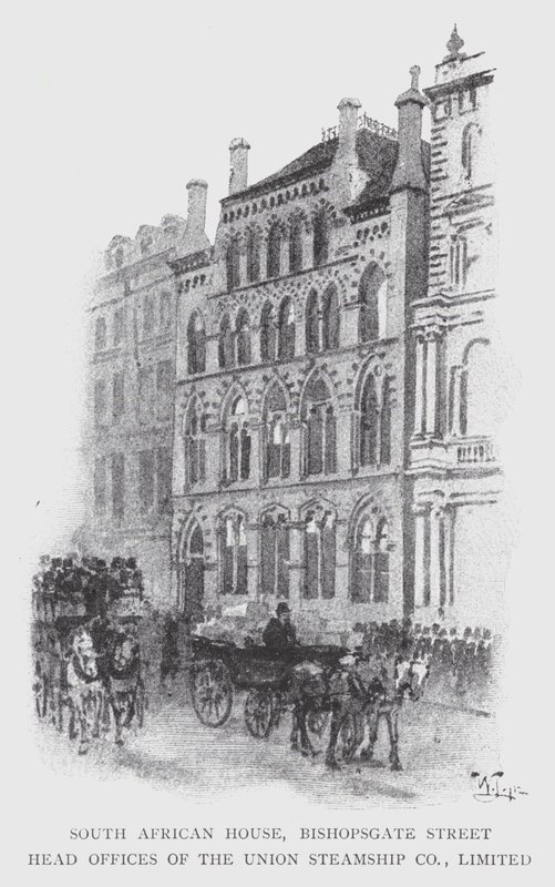South African House, Bishopsgate Street, Head Offices of the Union Steamship Co, Limited by William Luker