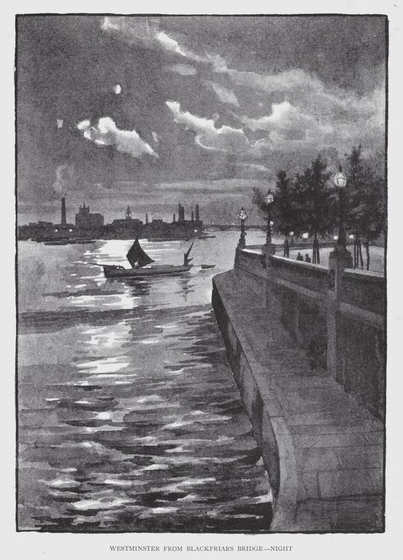 Westminster from Blackfriars Bridge, Night by William Luker