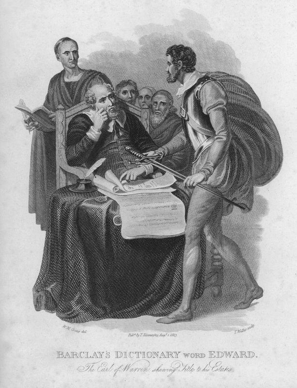 Edward, The Earl Of Warren showing Titles to his Estates (engraving) by William Marshall (after) Craig
