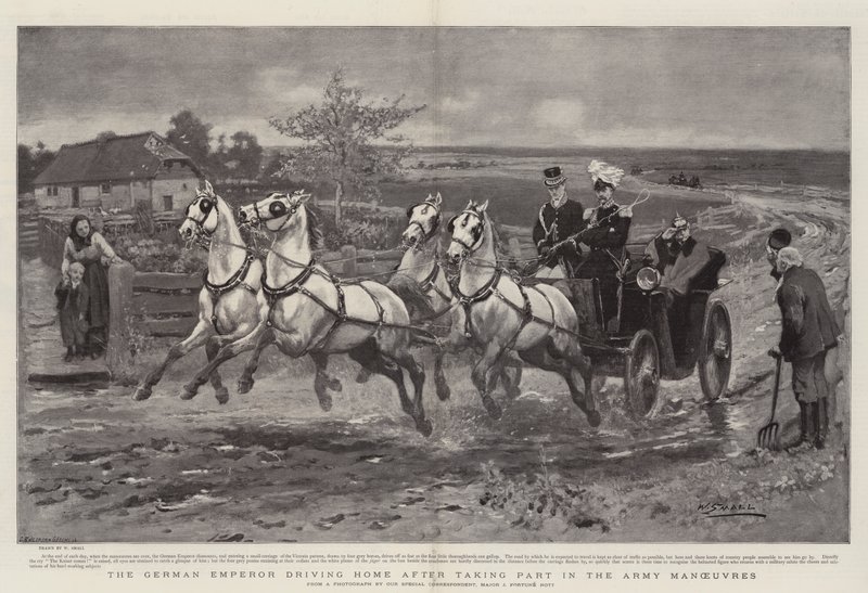 The German Emperor Driving Home After Taking Part in the Army Manoeuvres by William Small