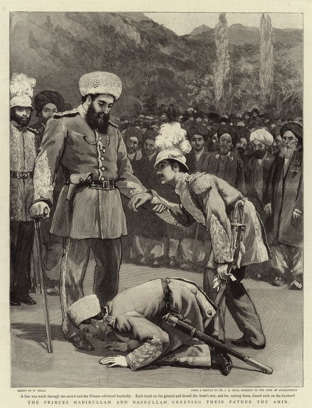 The Princes Habibullah and Nasrullah greeting their Father the Amir by William Small