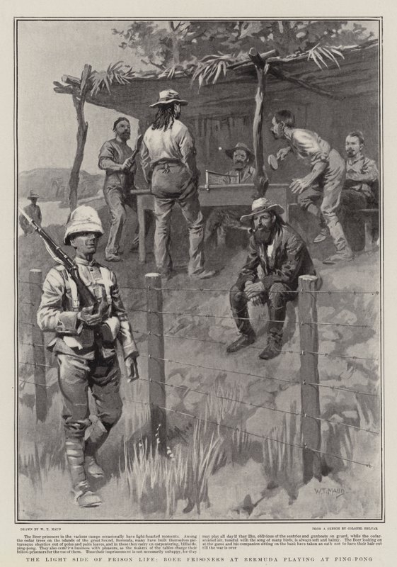 The Light Side of Prison Life, Boer Prisoners at Bermuda playing at Ping-Pong by William T. Maud