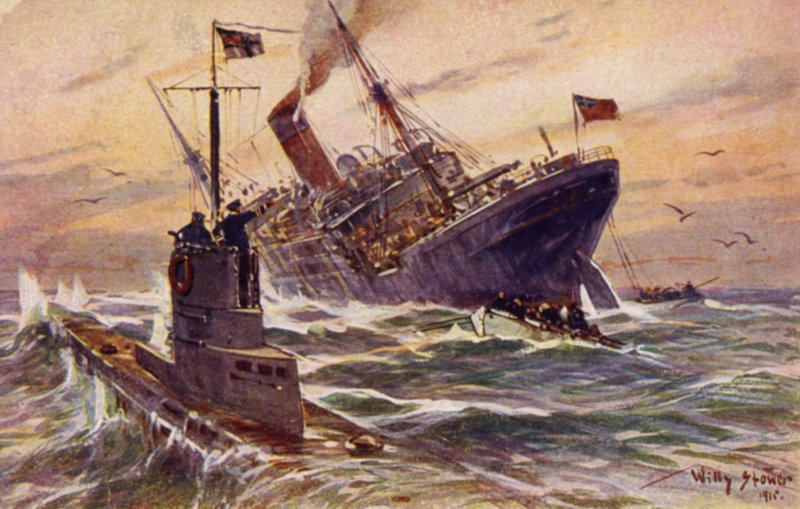 Destruction of a British merchant steamer by a German U-boat, World War I by Willy Stöwer