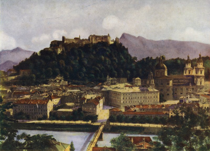A View of Salzburg and the Hohen-Salzburg, Austria by after A. Langfier