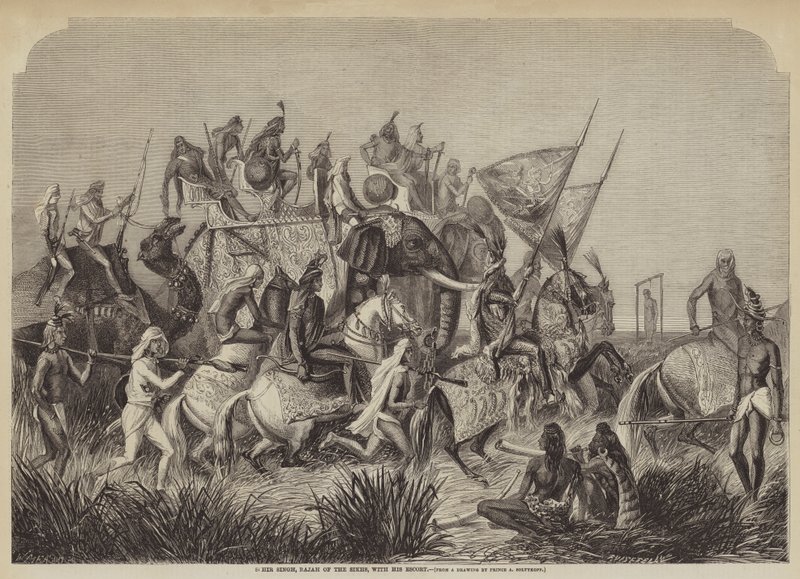 Sohir Singh, Rajah of the Sikhs, with his Escort by after A. Soltykoff