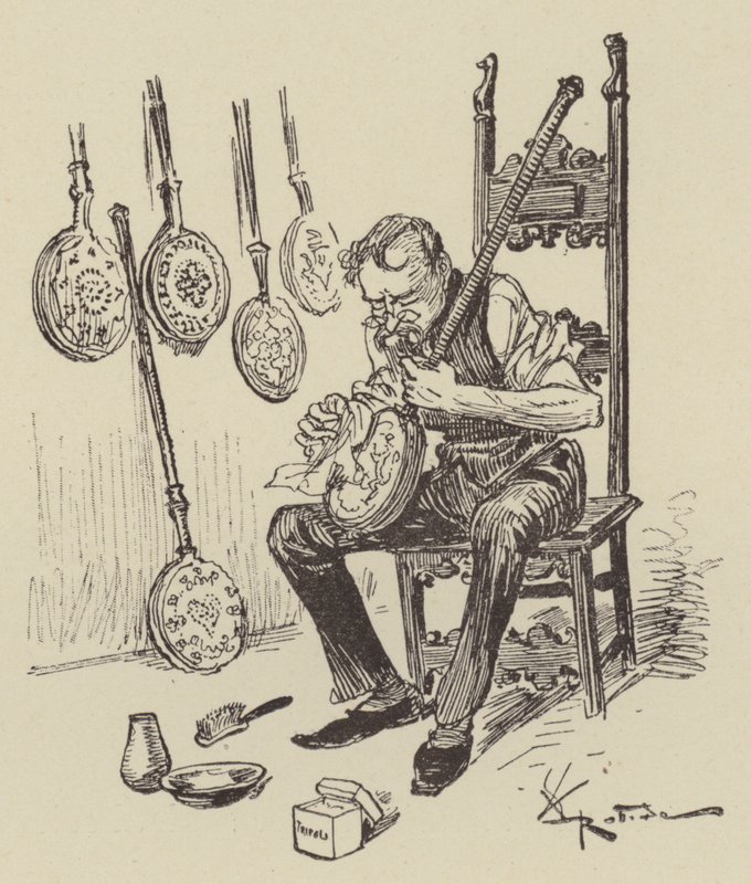 Bed pans by after Albert Robida