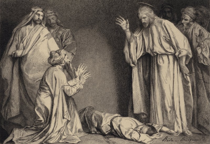 Jesus Heals the Possessed Child by after Albert Robida