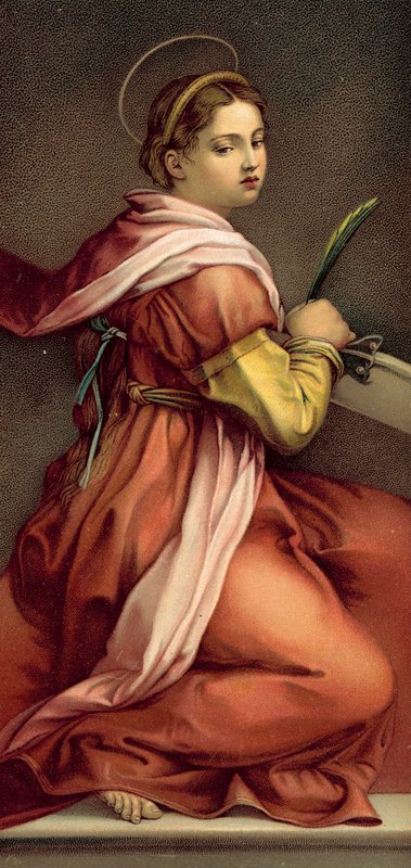 St Katherine (chromolitho) by Andrea del (after) Sarto