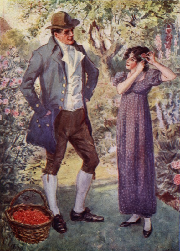 Adam Bede gives a rose to Hetty by after Charles Edmund Brock
