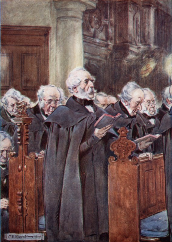 His dear old head was bent over his prayer book by after Charles Edmund Brock