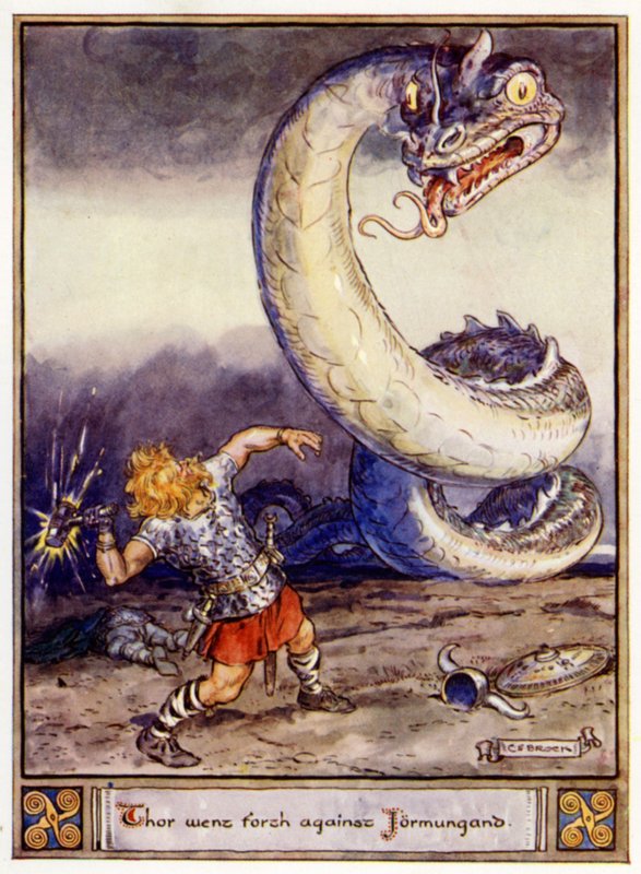 Thor Went Forth Against Jormungand by after Charles Edmund Brock