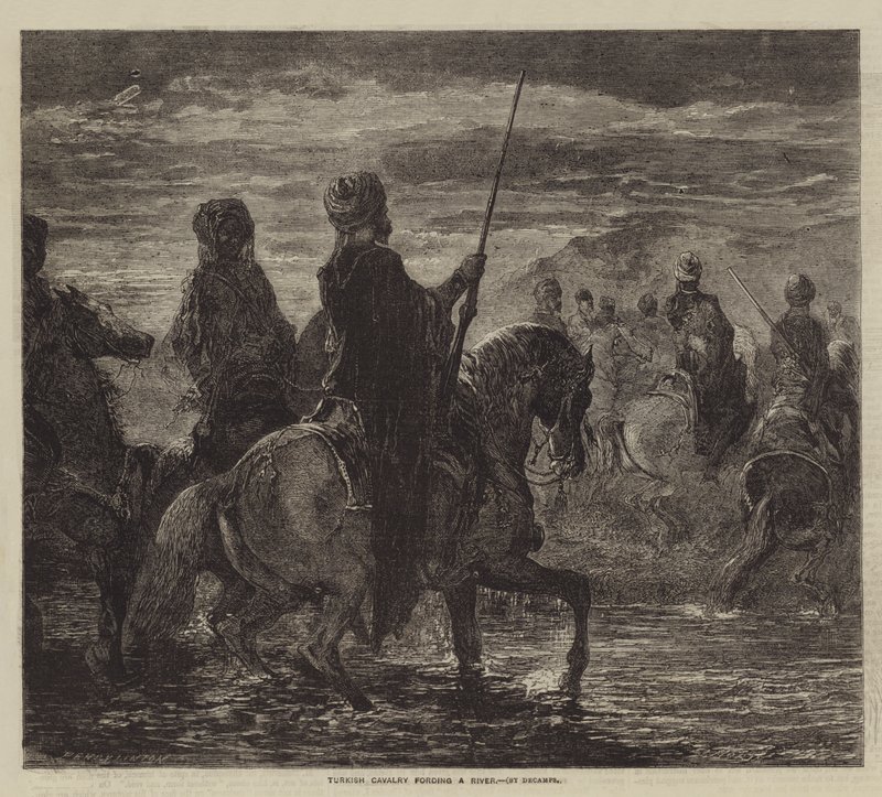Turkish Cavalry fording a River by after Edmond Morin