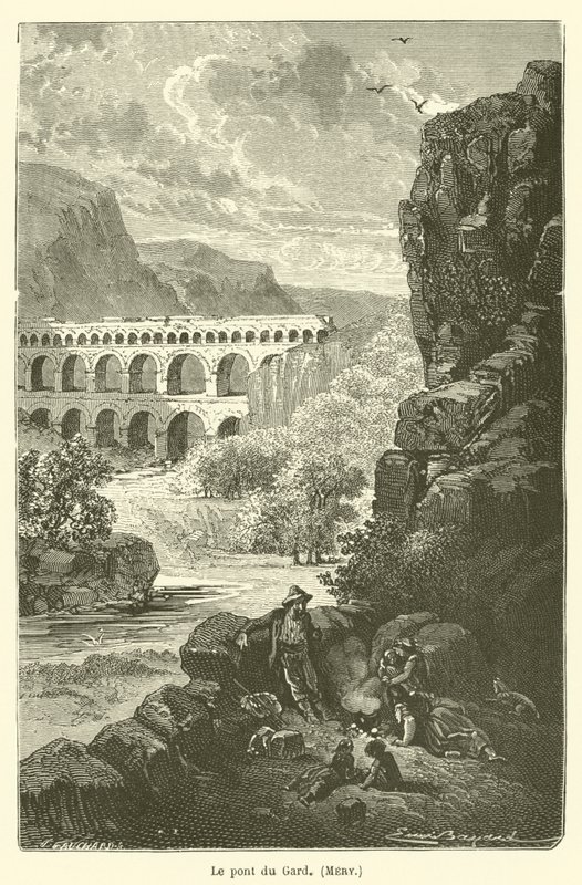 The Pont du Gard, Mery by after Emile Antoine Bayard
