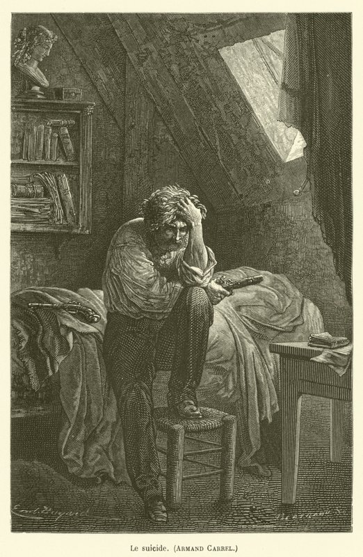 The Suicide, Armand Carrel by after Emile Antoine Bayard