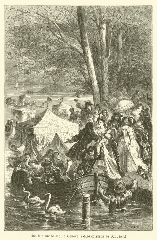 A Party on Lake Geneva, Mademoiselle de Scudery by after Emile Antoine Bayard