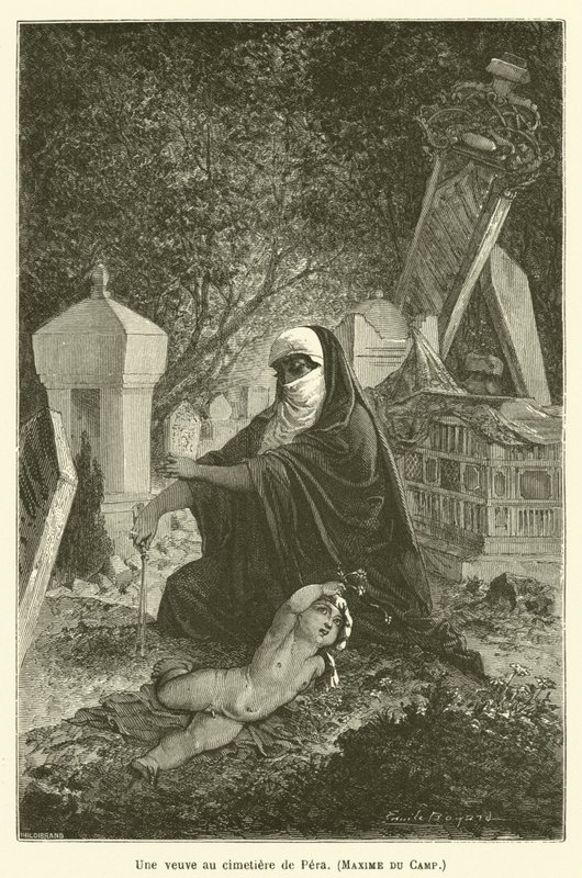 A Widow at the Cemetery of Pera, Maxime du Camp by after Emile Antoine Bayard