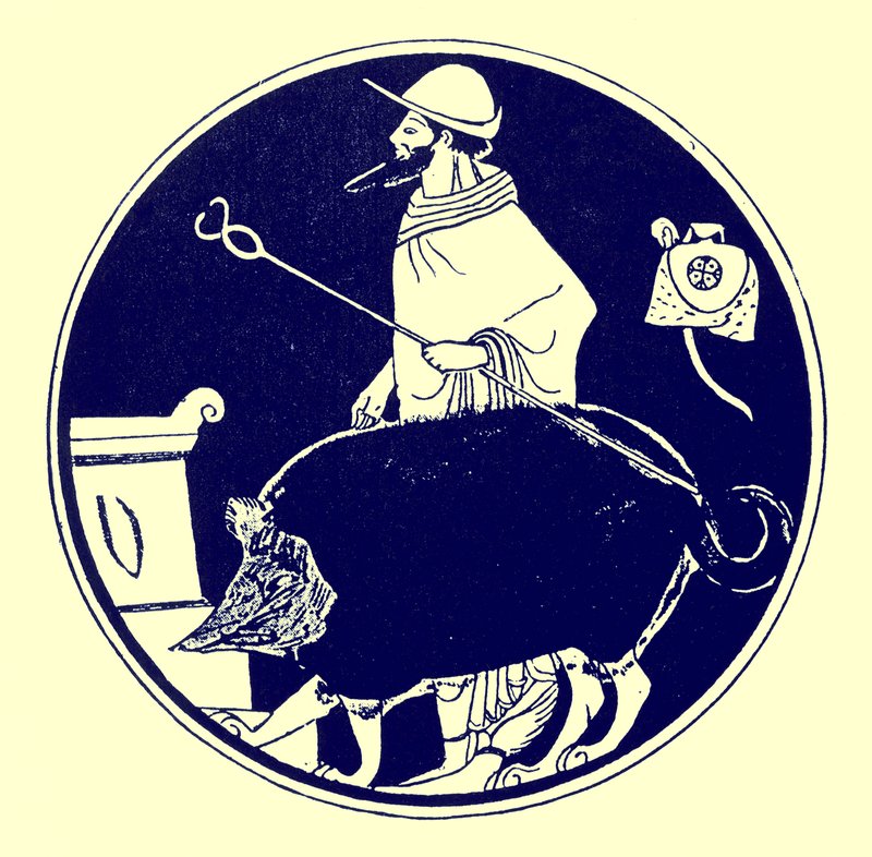 Hermes and the Masked Dog, illustration from Greek Vase Paintings by J. E. Harrison and D. S. MacColl, published 1894 by after English School