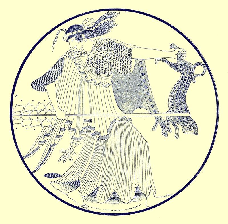 Maenad, illustration from Greek Vase Paintings by J. E. Harrison and D. S. MacColl, published 1894 by after English School