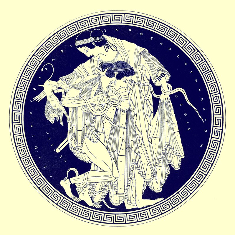 Peleus and Thetis, illustration from Greek Vase Paintings by J. E. Harrison and D. S. MacColl, published 1894 by after English School