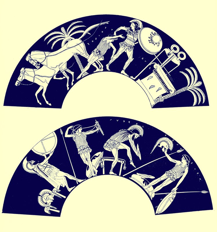The Death of Troilos, illustration from Greek Vase Paintings by J. E. Harrison and D. S. MacColl, published 1894 by after English School